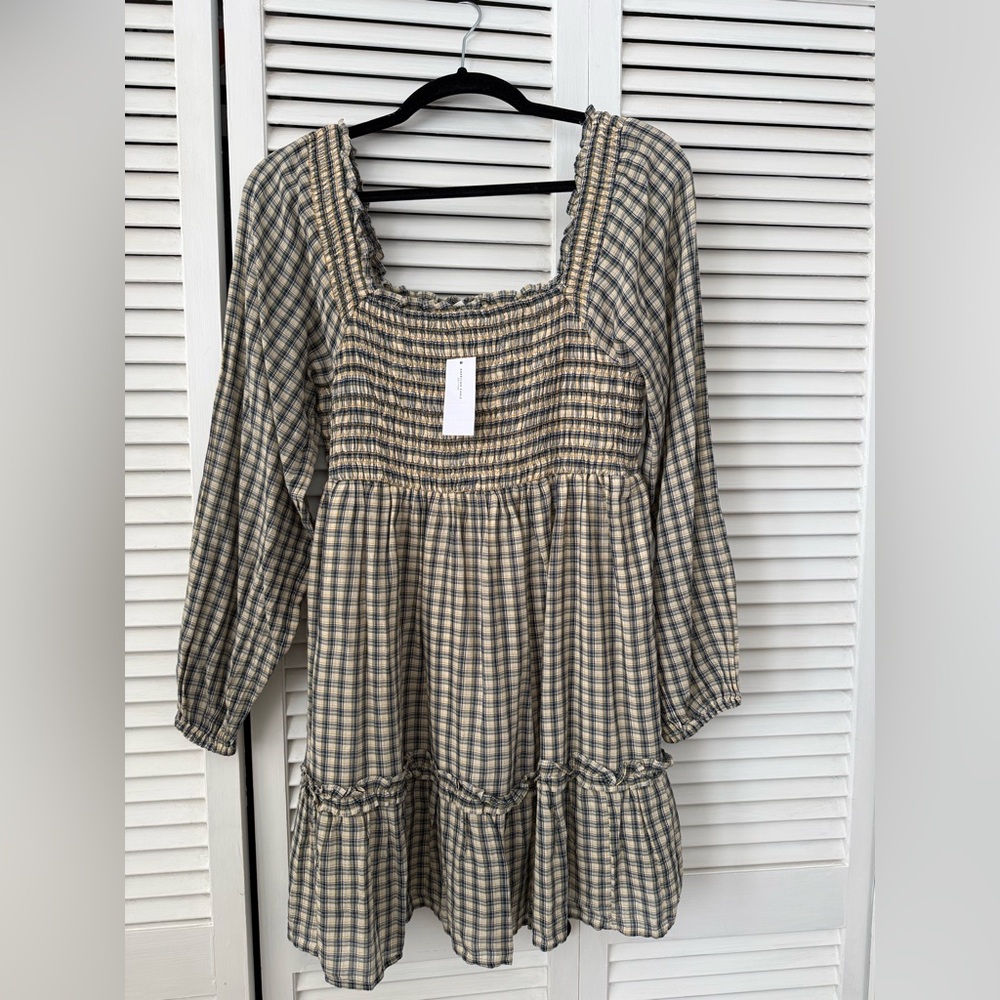 American Eagle Outfitters Checkered Long Sleeve Dress